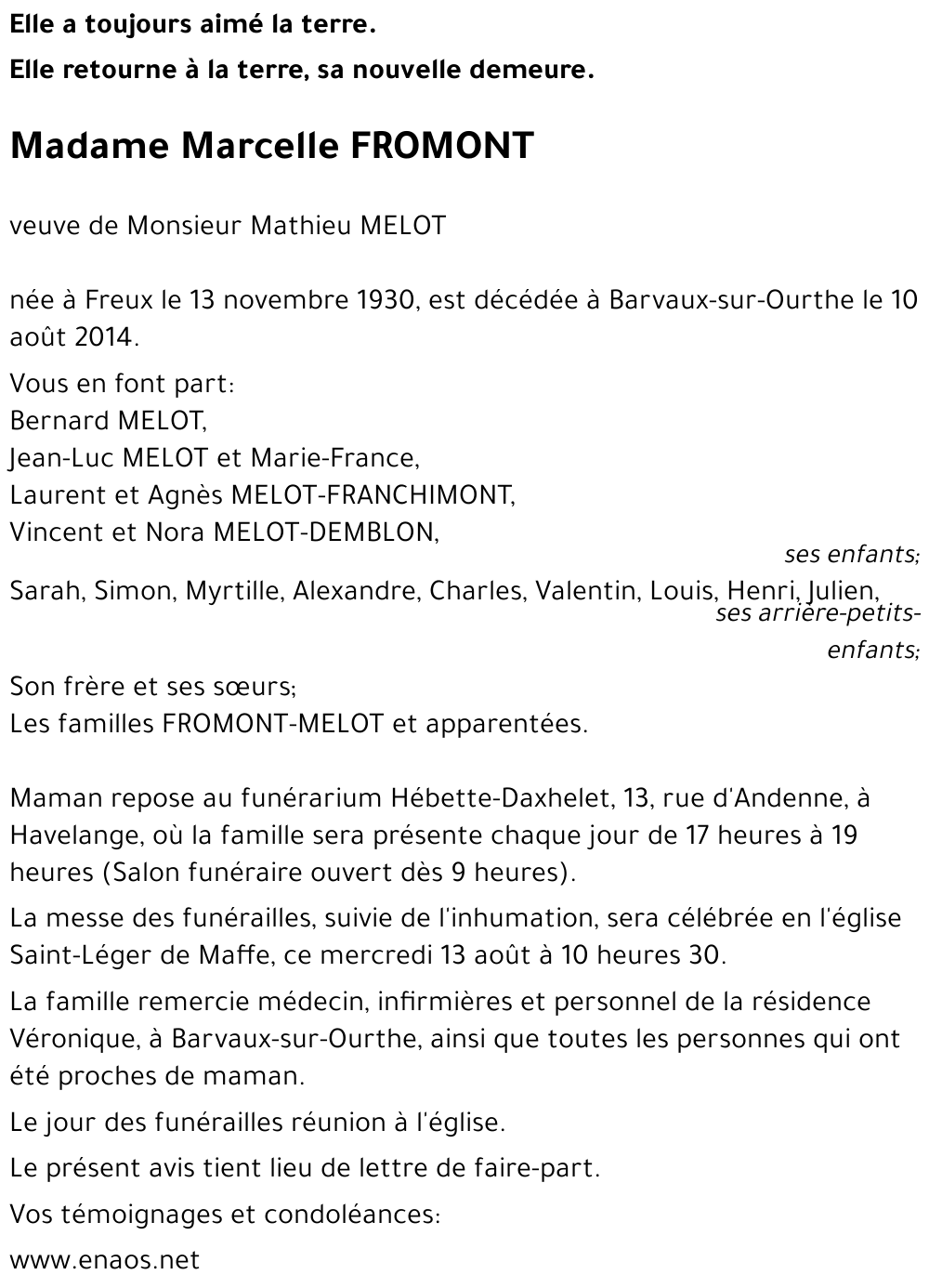 Marcelle FROMONT