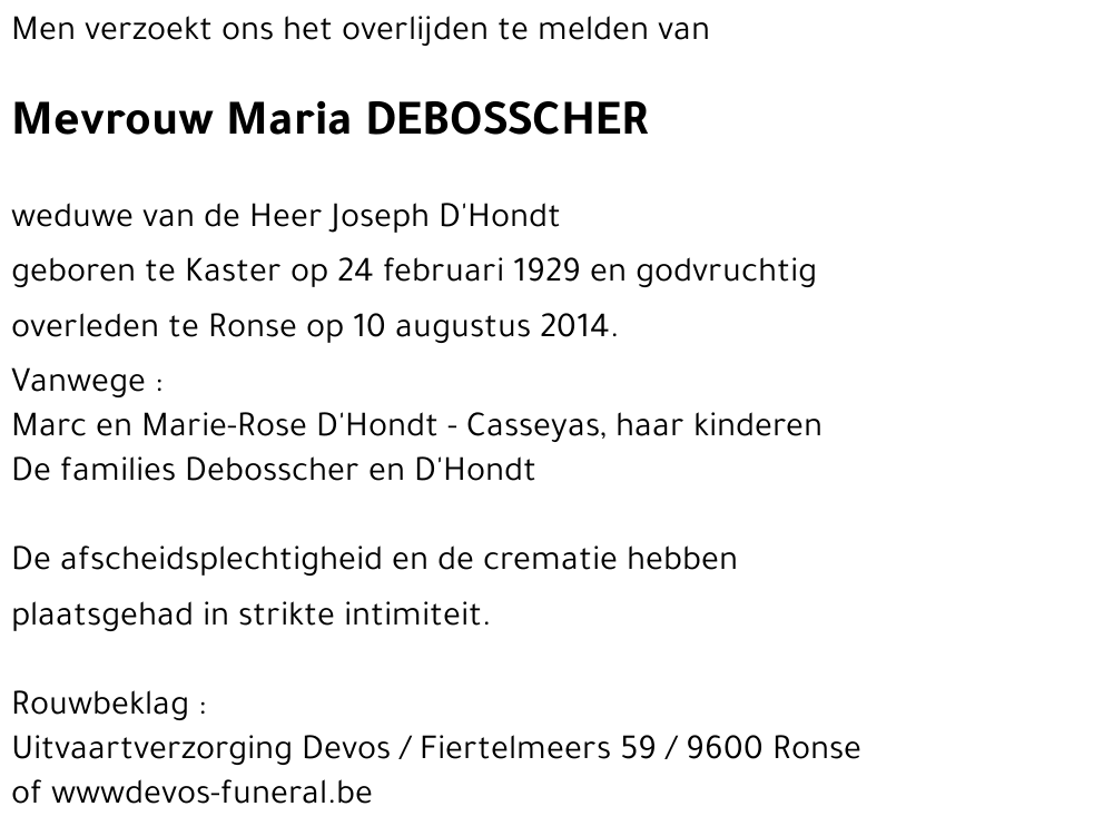 Maria DEBOSSCHER