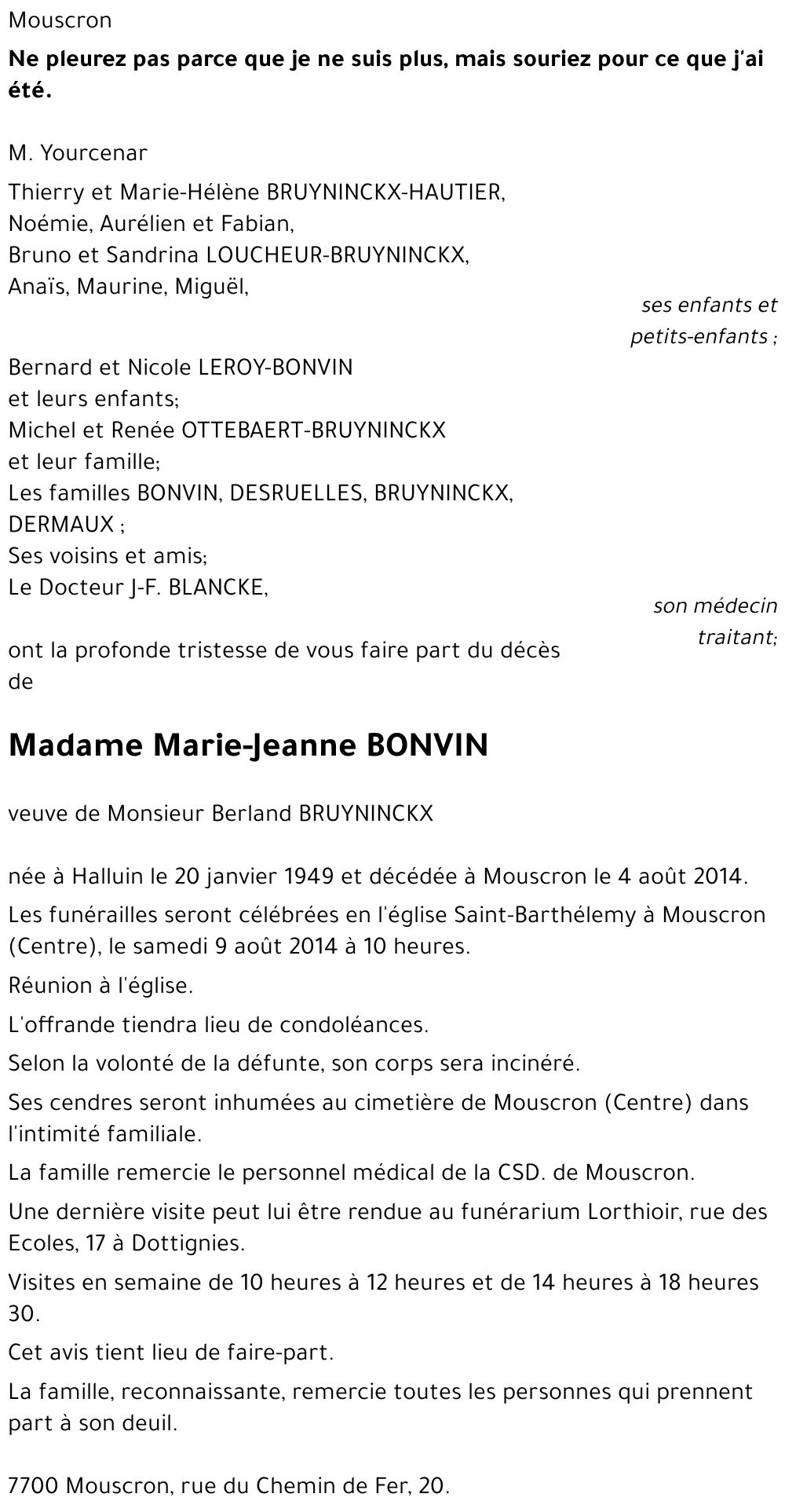 Marie-Jeanne BONVIN