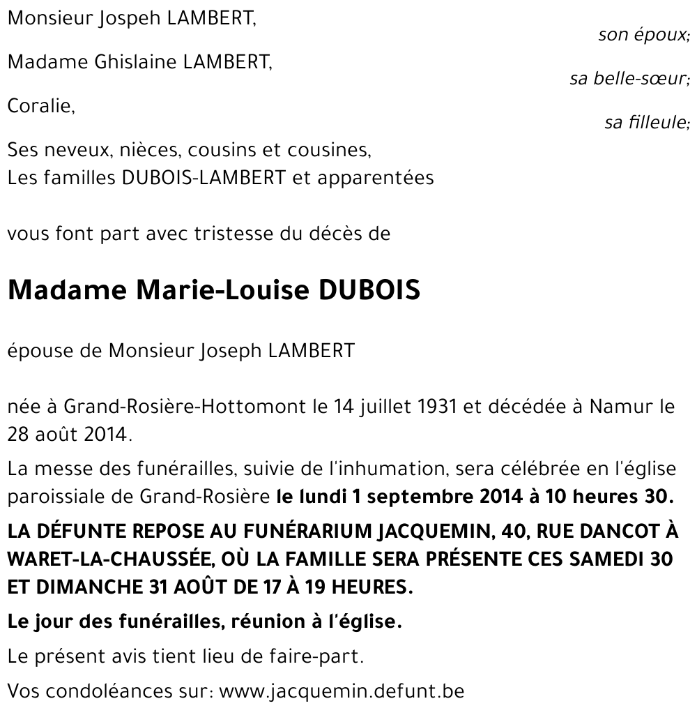Marie-Louise DUBOIS