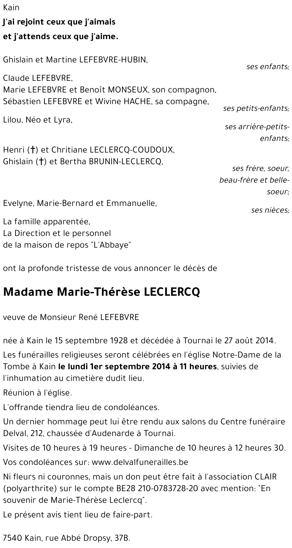 Marie-Thérèse LECLERCQ