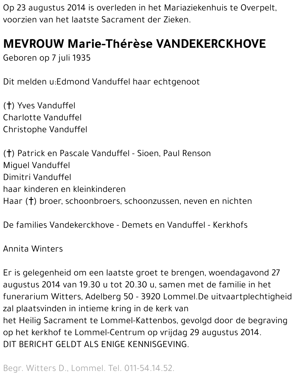 Marie-Thérèse Vandekerckhove