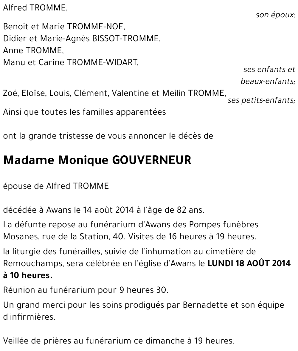 Monique GOUVERNEUR - TROMME