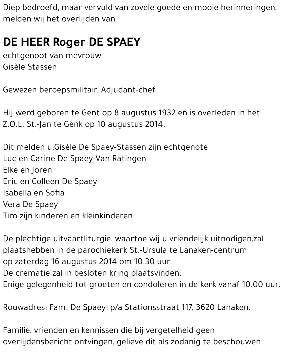 Roger De Spaey