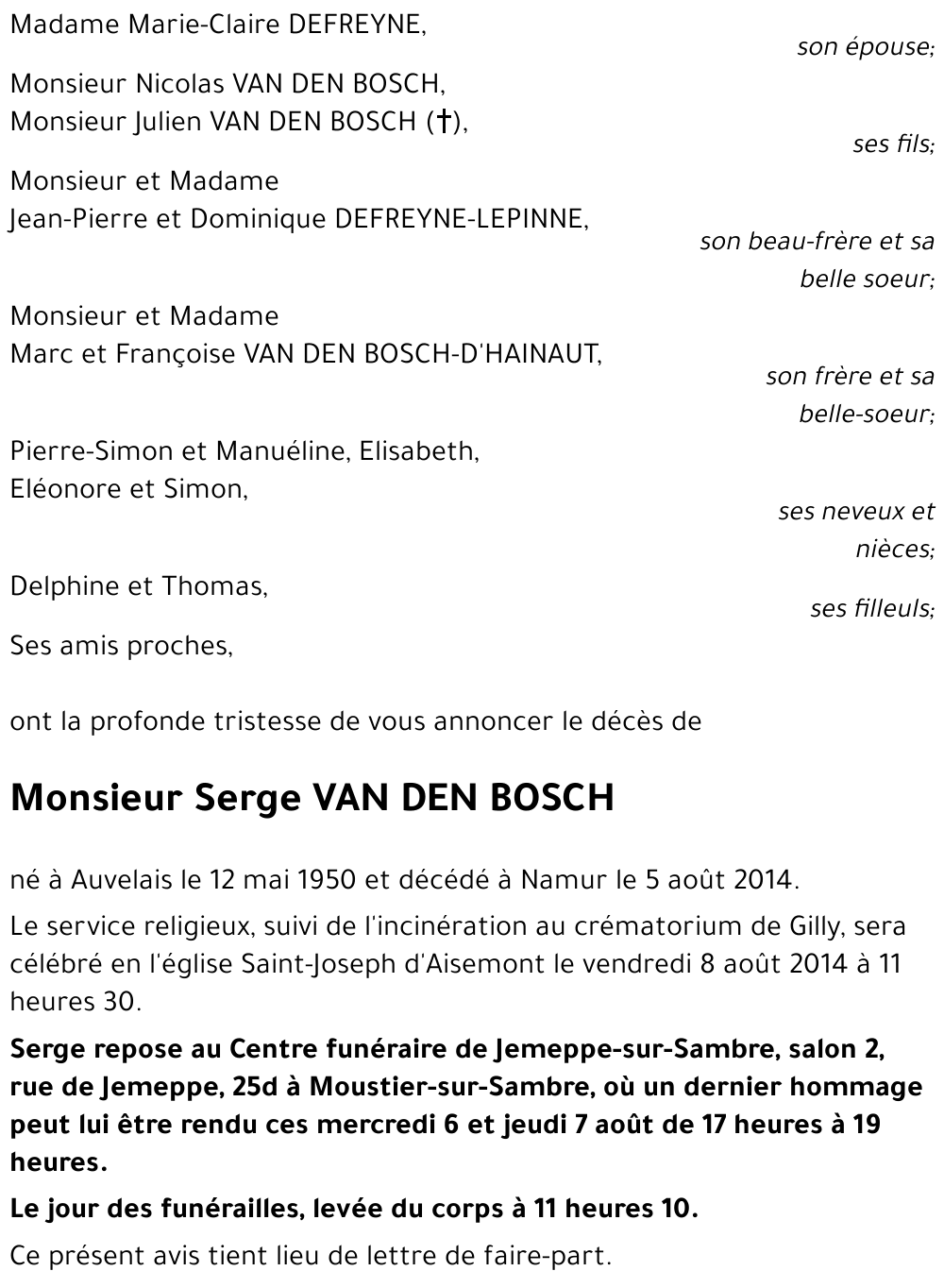 Serge VAN DEN BOSCH