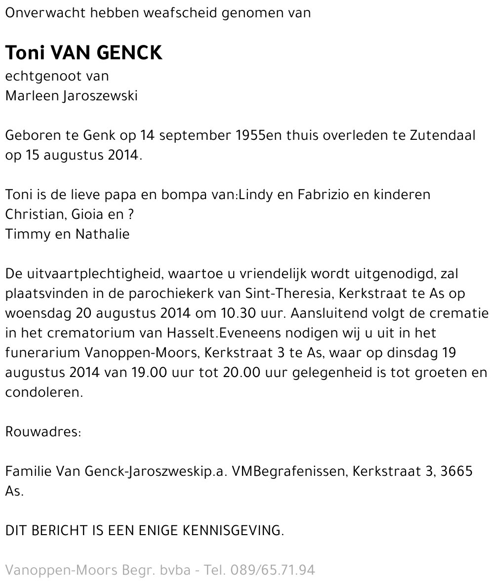 Toni Van Genck