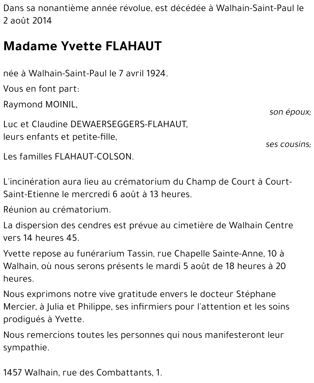 Yvette FLAHAUT
