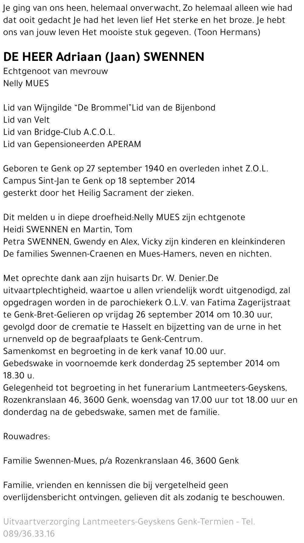 Adriaan (Jaan) SWENNEN