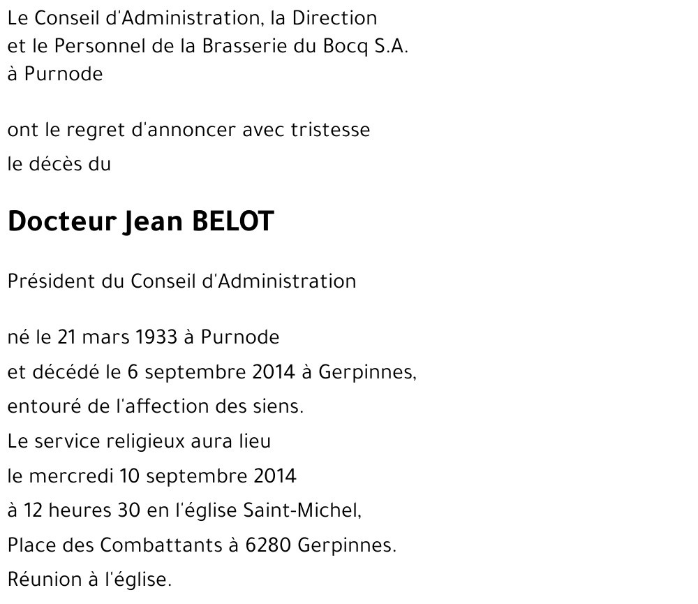 Docteur Jean BELOT