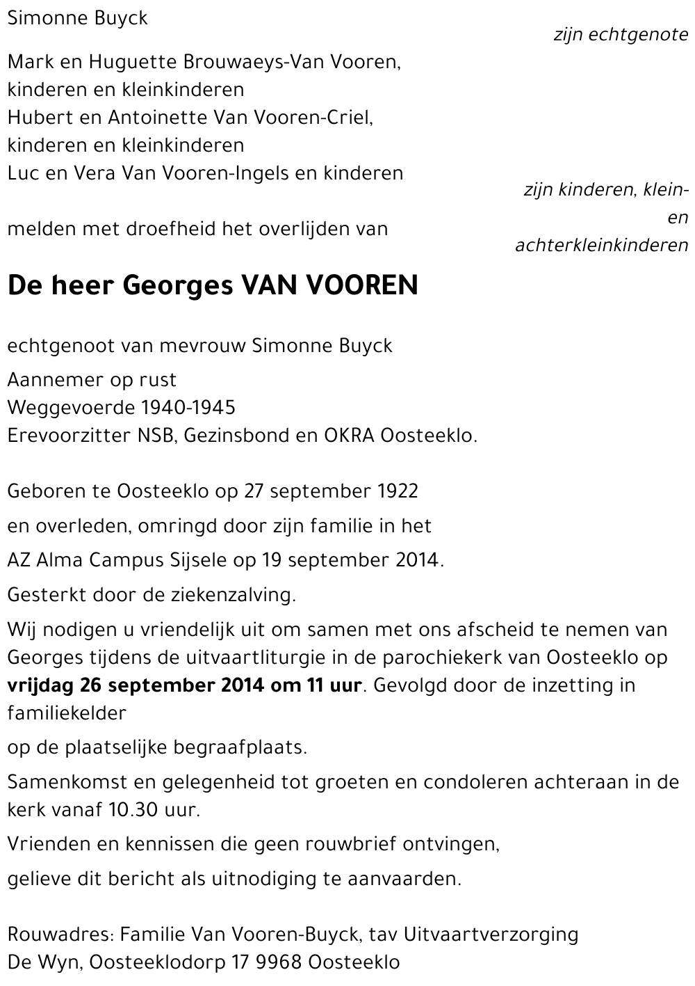 Georges VAN VOOREN