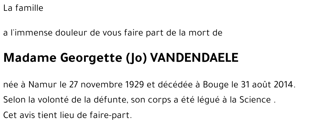 Georgette VANDENDAELE