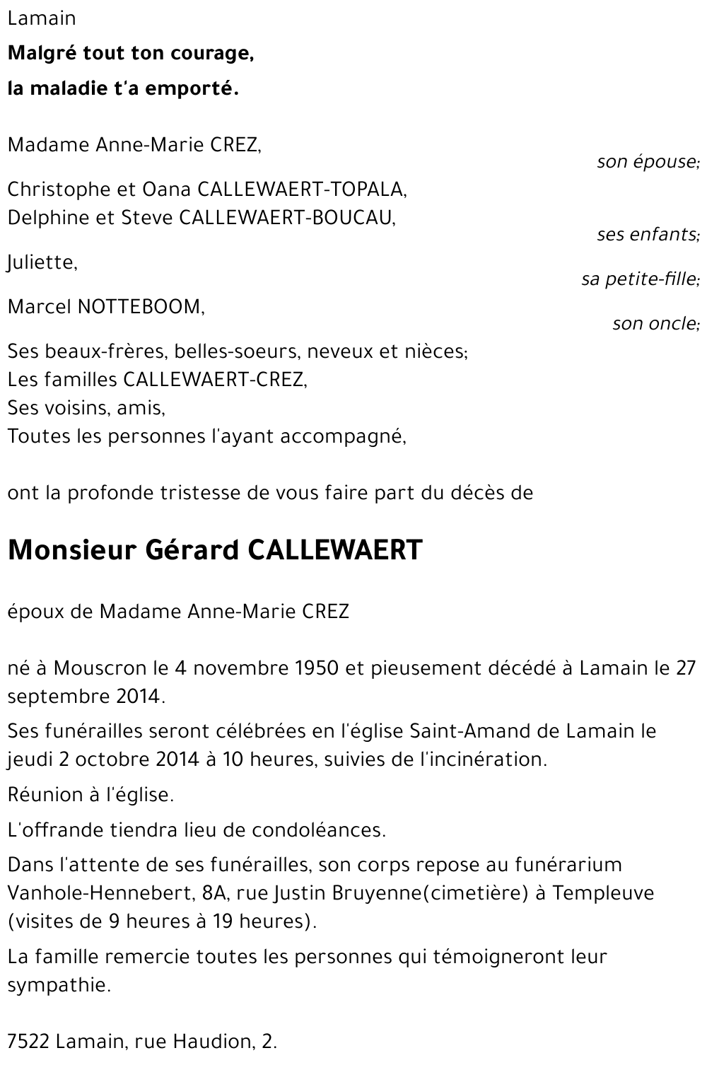 Gérard CALLEWAERT