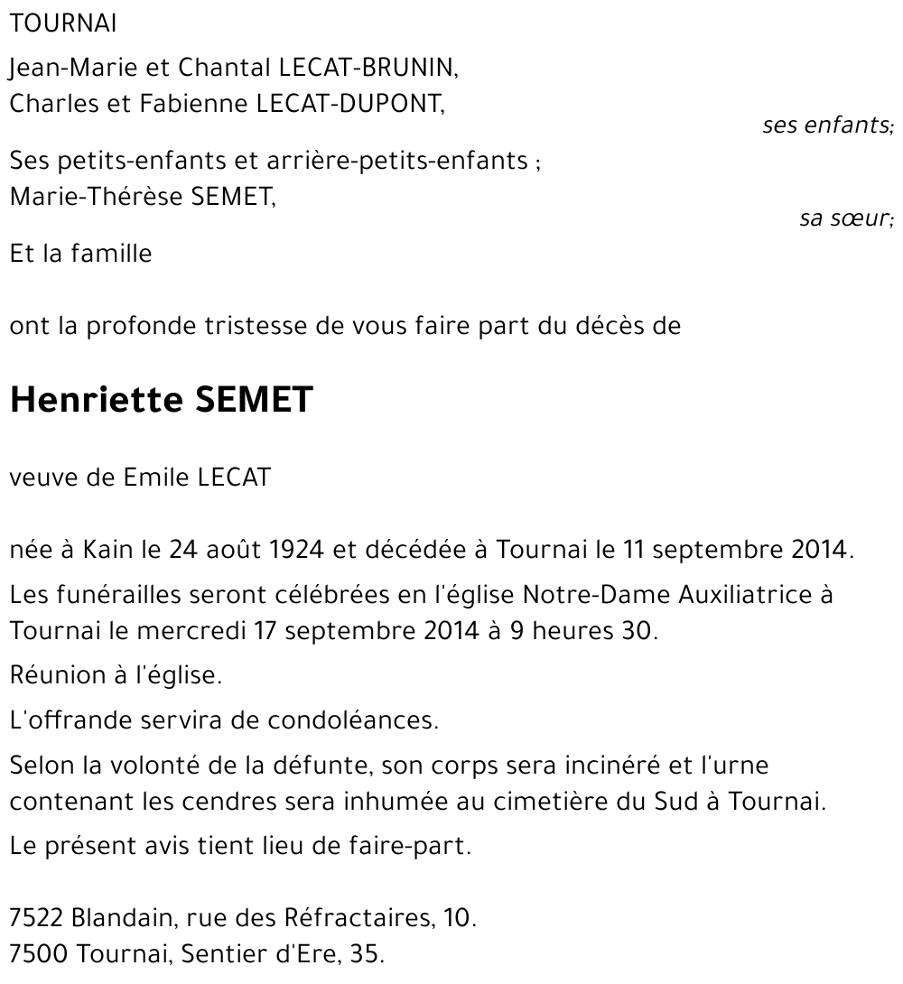Henriette SEMET
