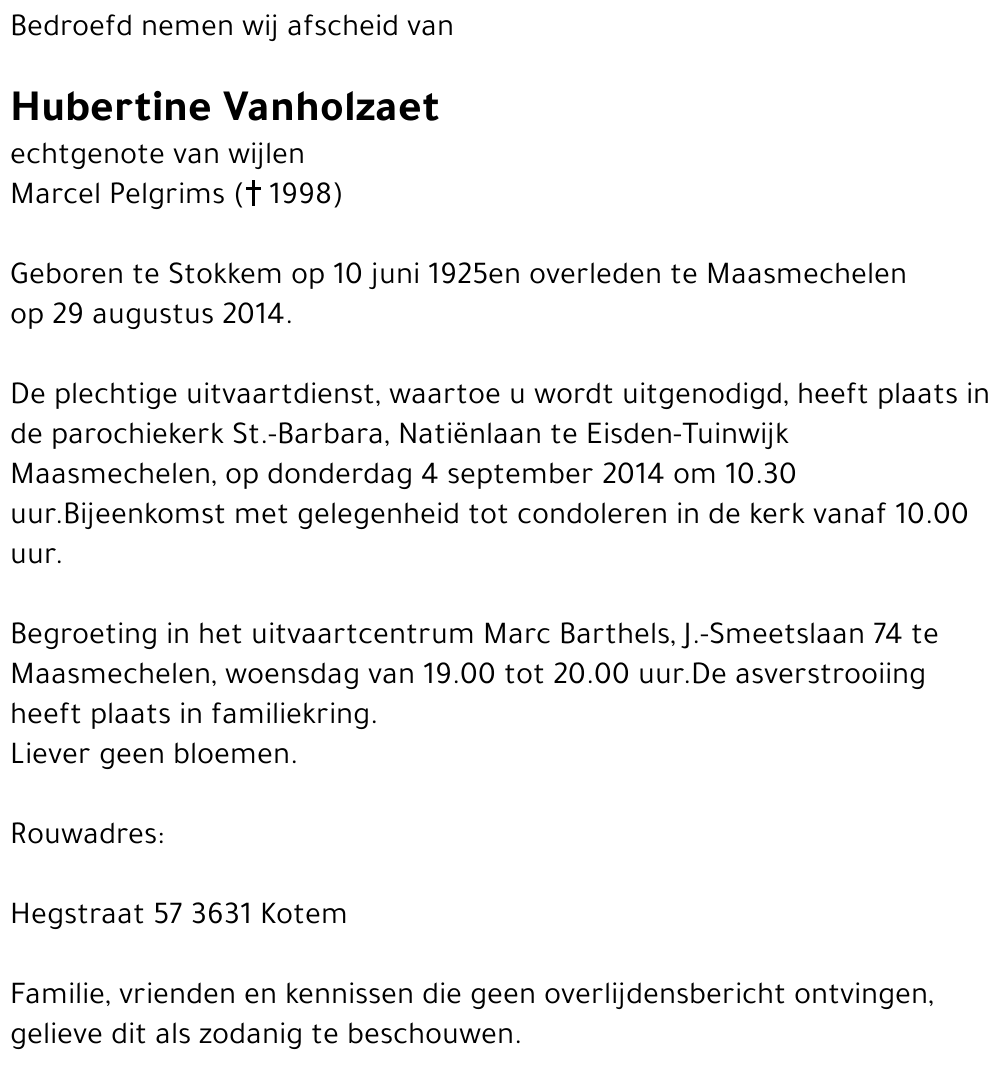 Hubertine Vanholzaet