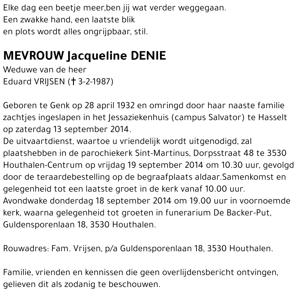 Jacqueline DENIE