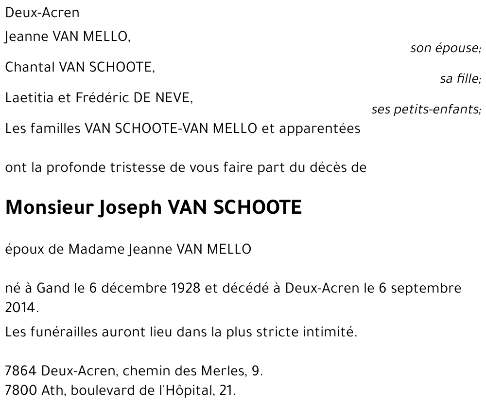 Joseph VAN SCHOOTE