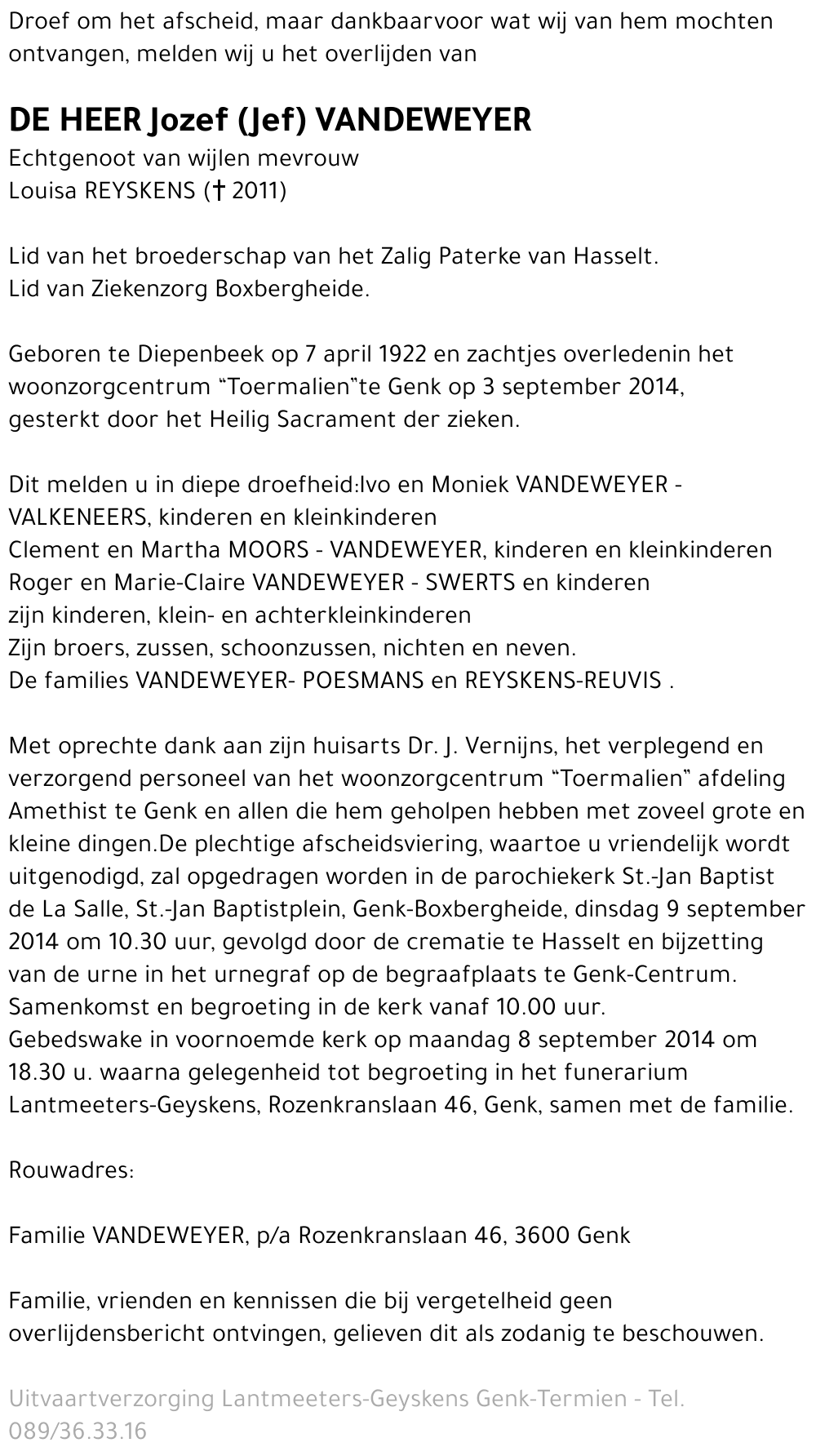 Jozef (Jef) VANDEWEYER