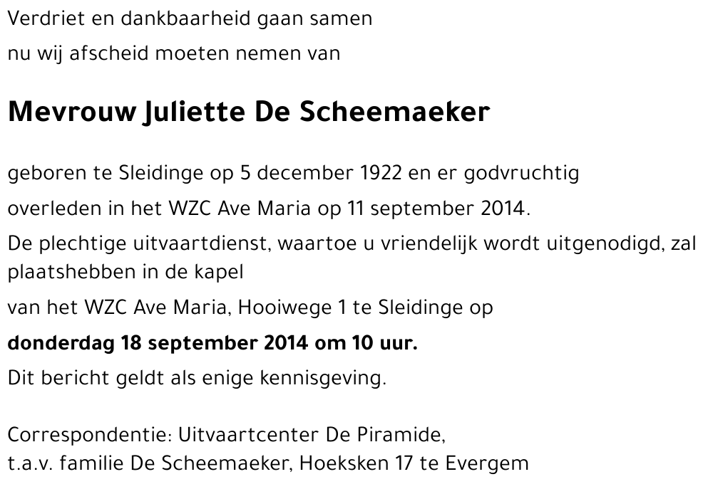 Juliette De Scheemaeker
