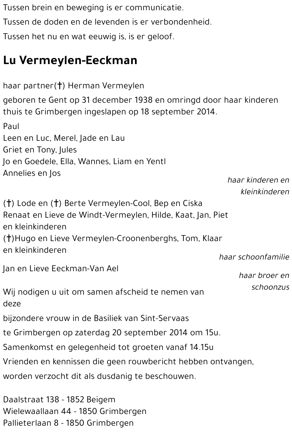 Lu Vermeylen - Eeckman