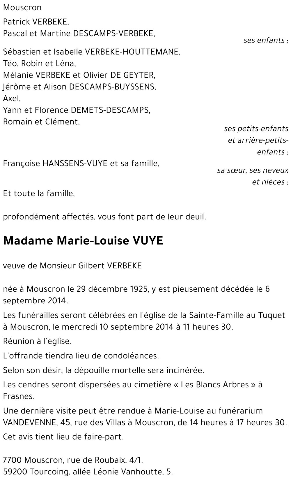 Marie-Louise VUYE