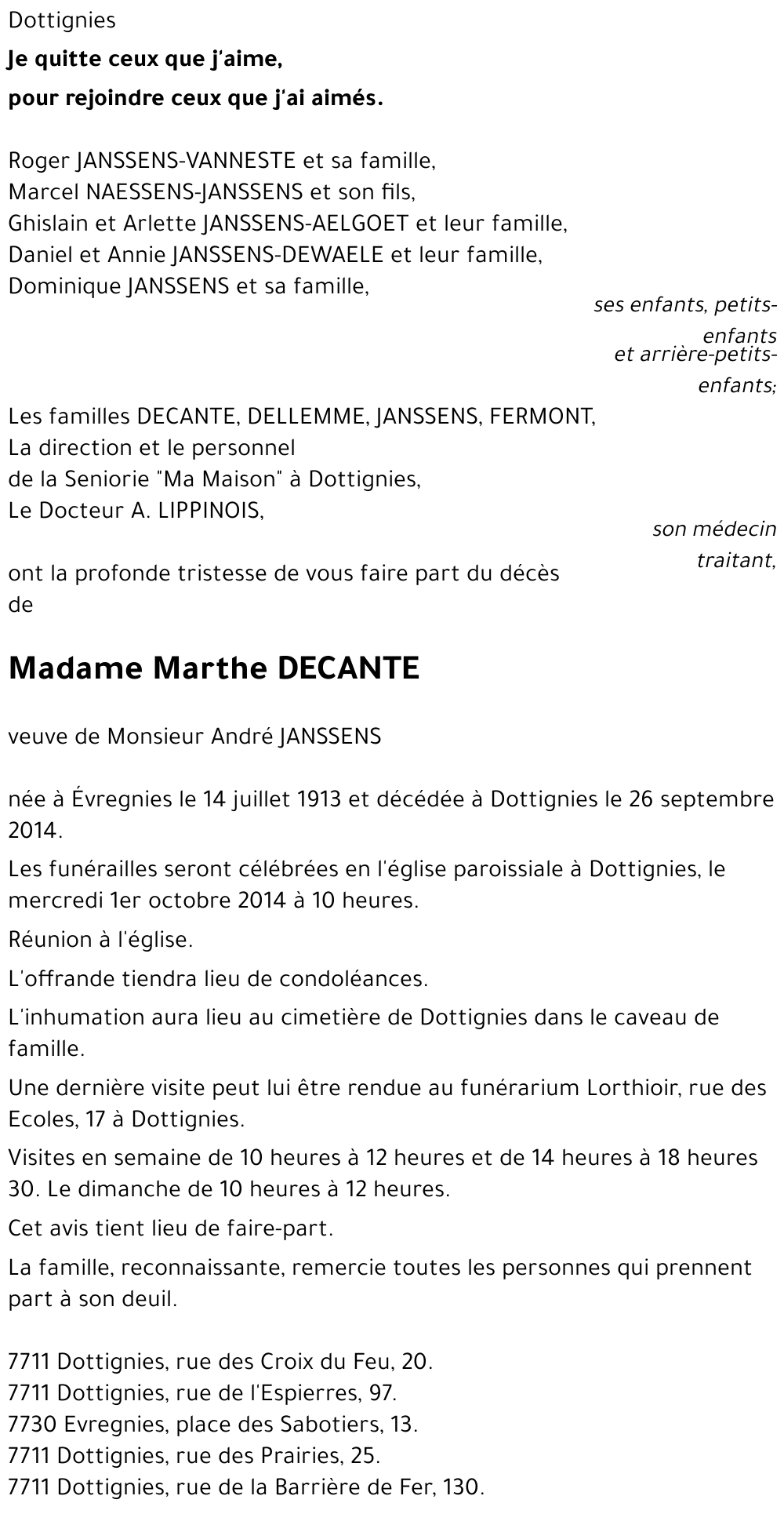 Marthe DECANTE