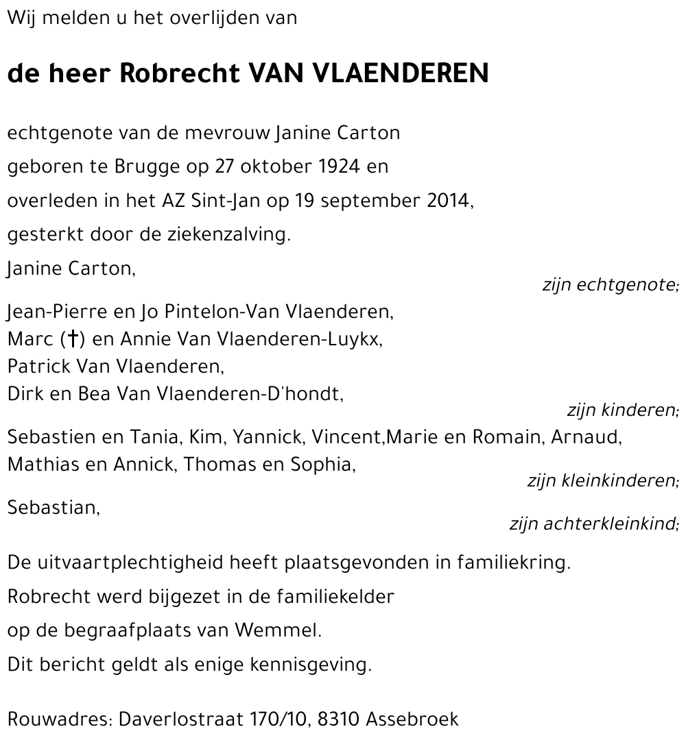 Robrecht VAN VLAENDEREN