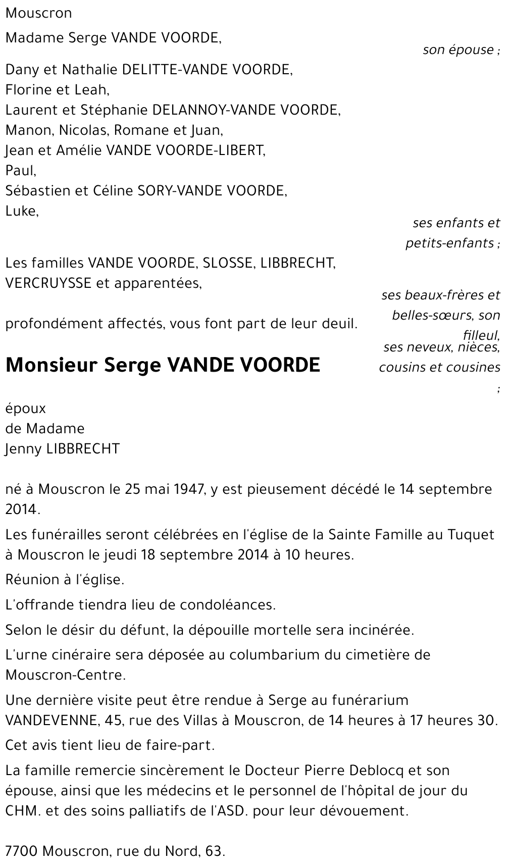 Serge VANDE VOORDE