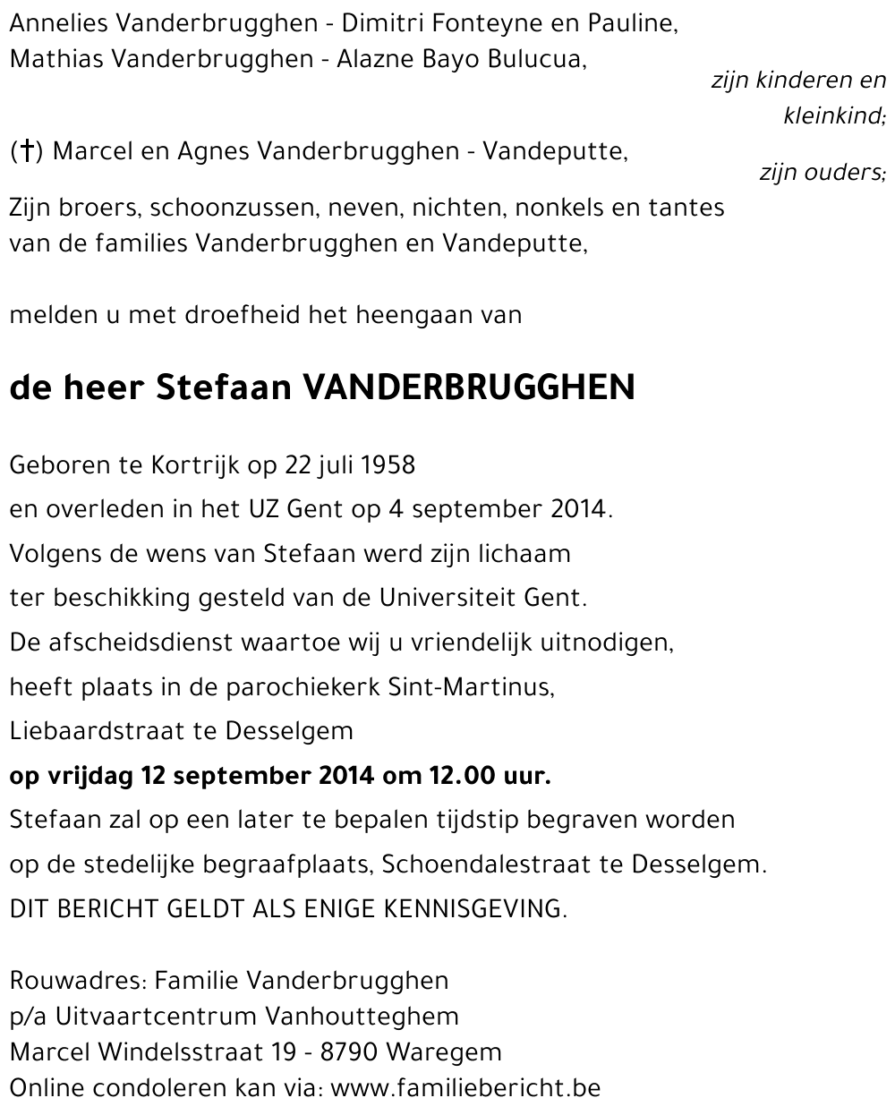 Stefaan VANDERBRUGGHEN