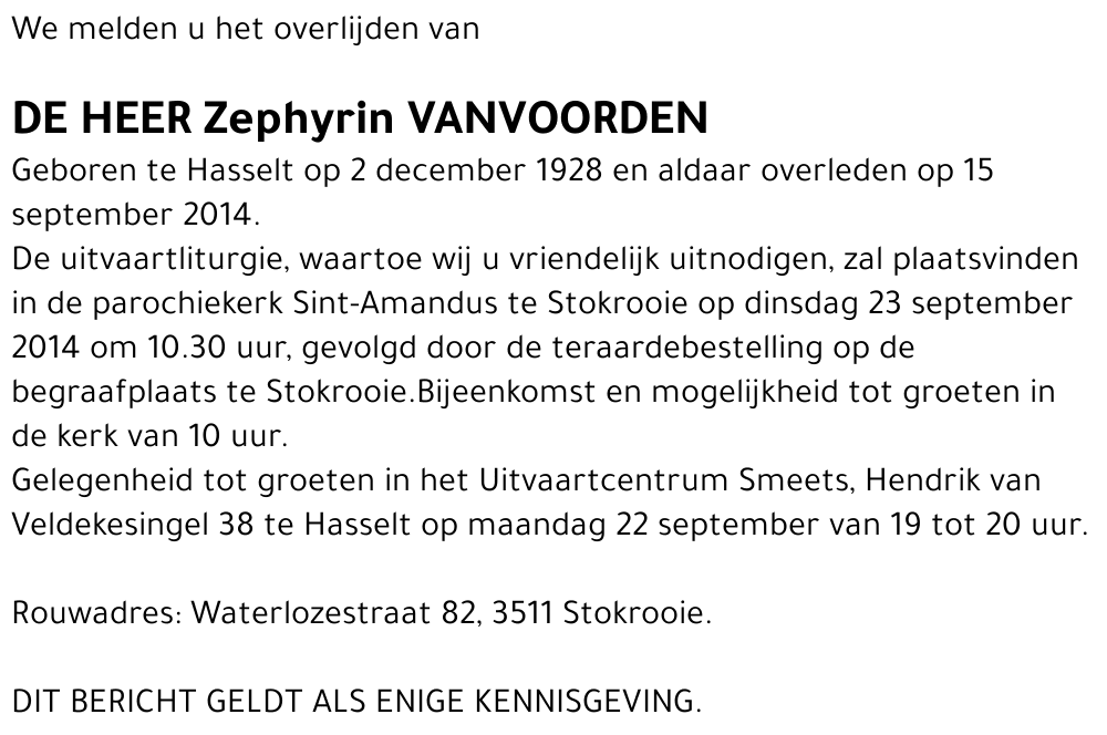 Zephyrin Vanvoorden