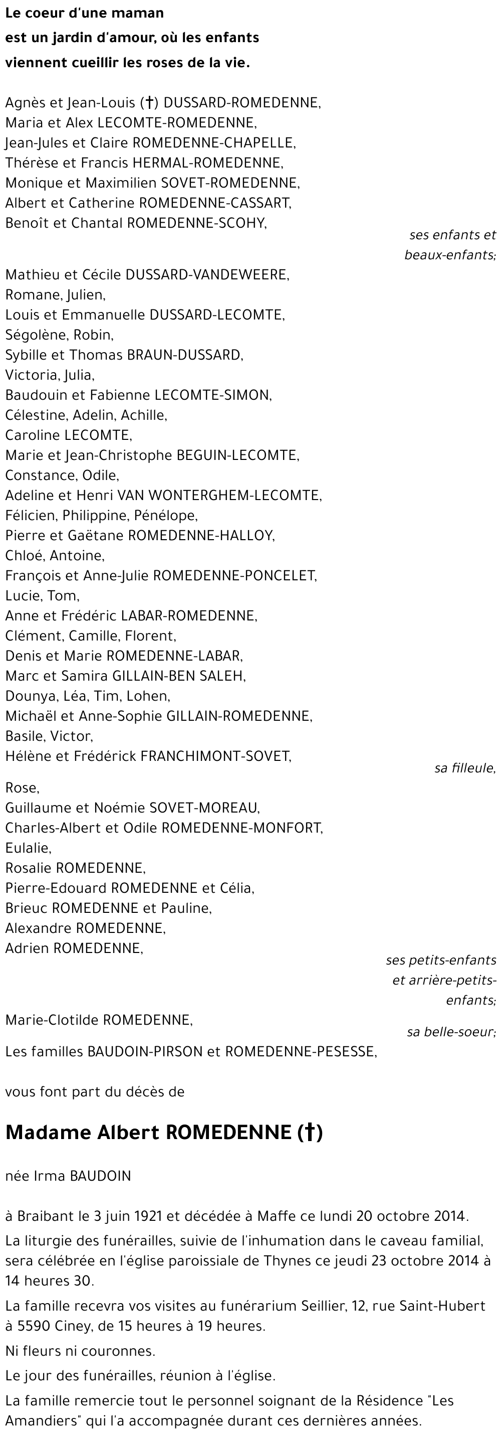 Albert ROMEDENNE (+)