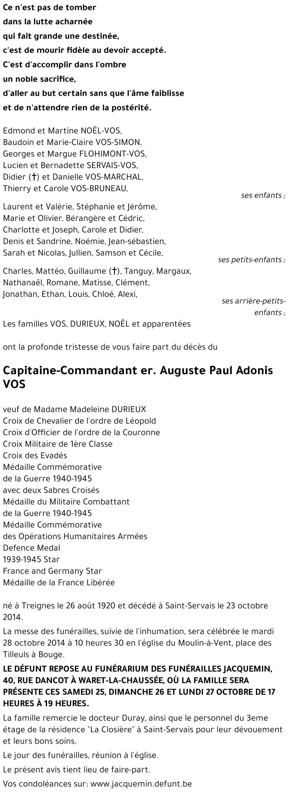 Auguste Paul Adonis VOS