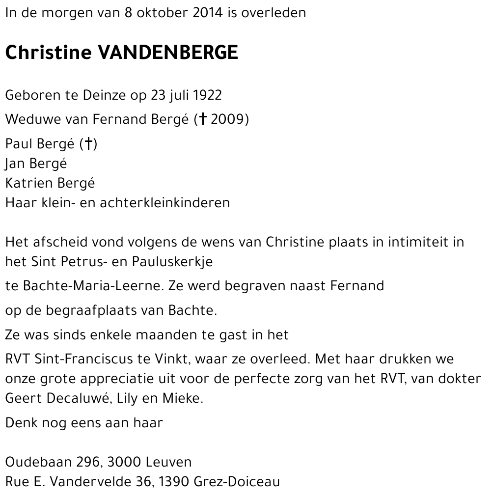 Christine Vandenberge