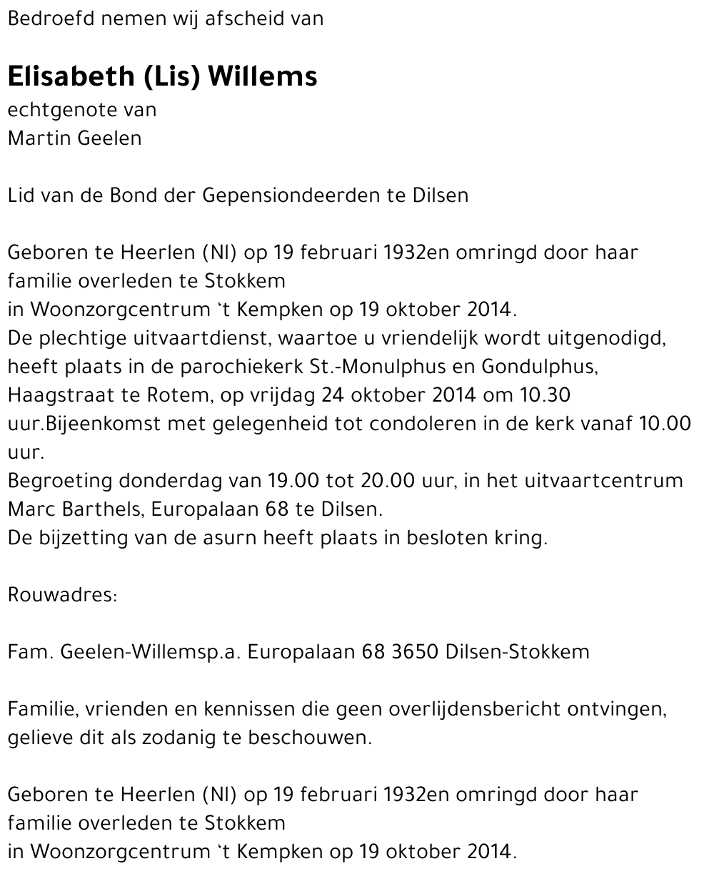 Elisabeth (Lis) Willems