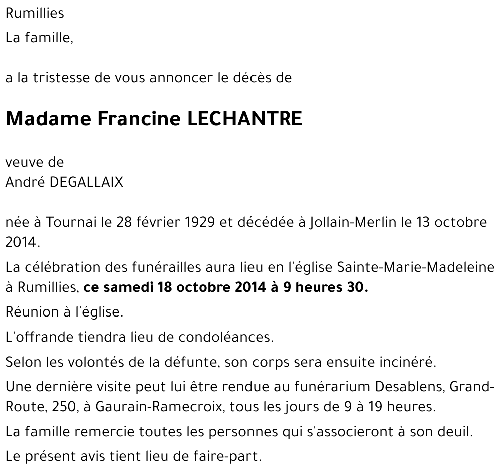 Francine LECHANTRE