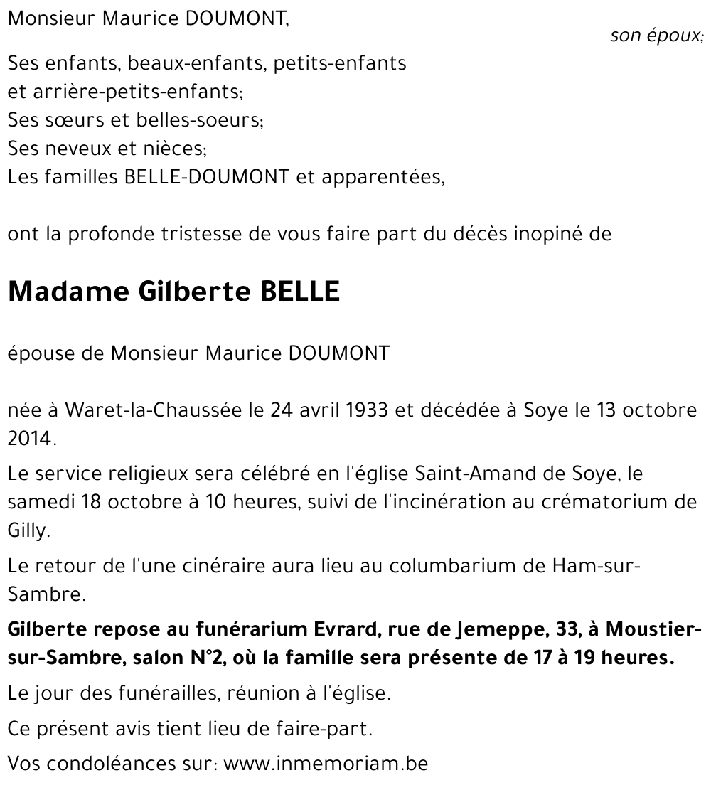 Gilberte BELLE