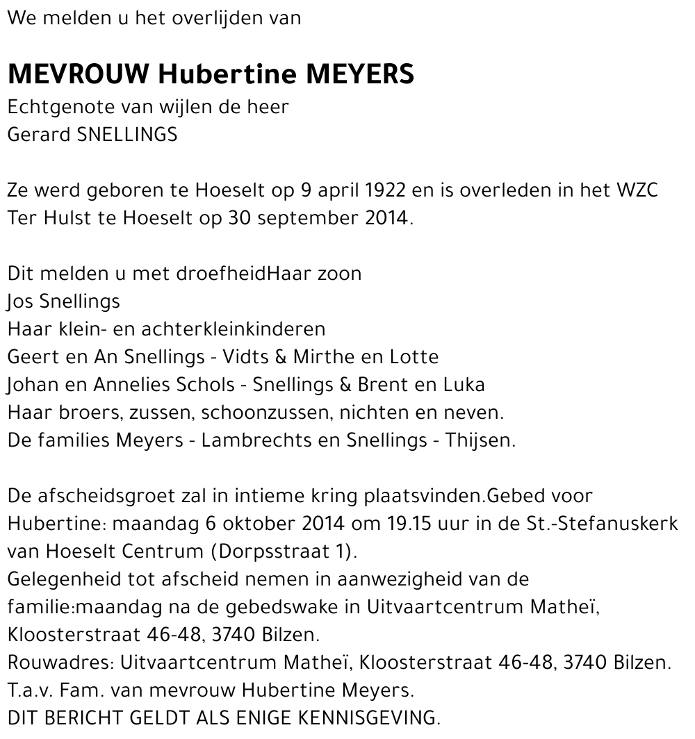 Hubertine MEYERS