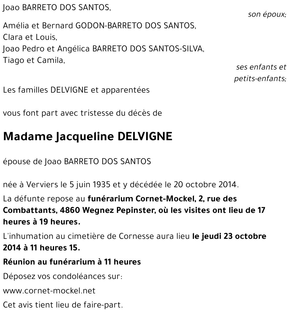 Jacqueline DELVIGNE