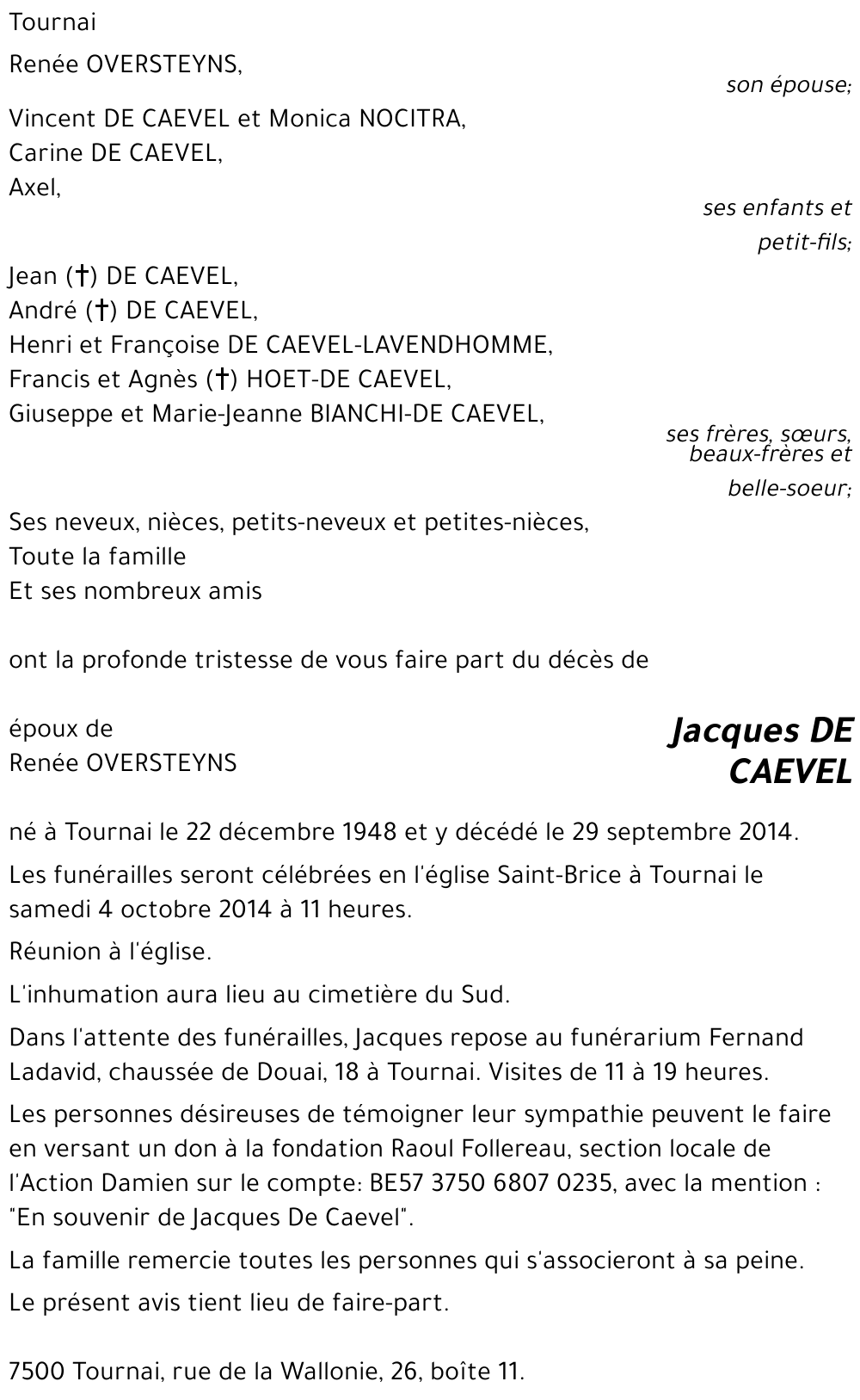 Jacques DE CAEVEL