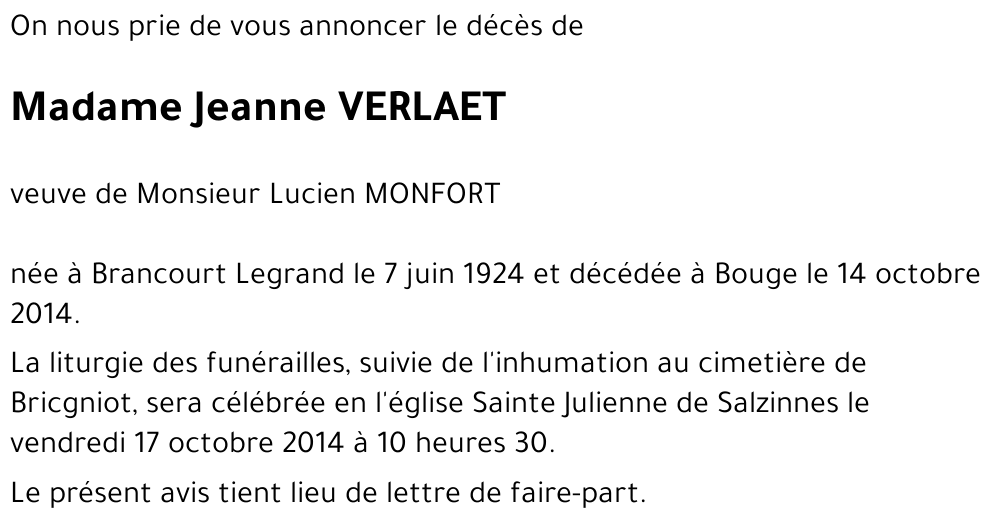 Jeanne VERLAET