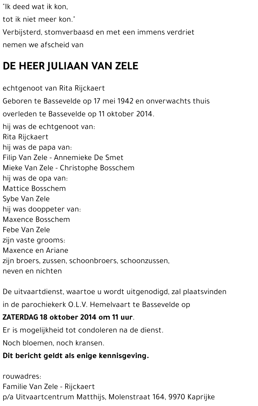 JULIAAN VAN ZELE