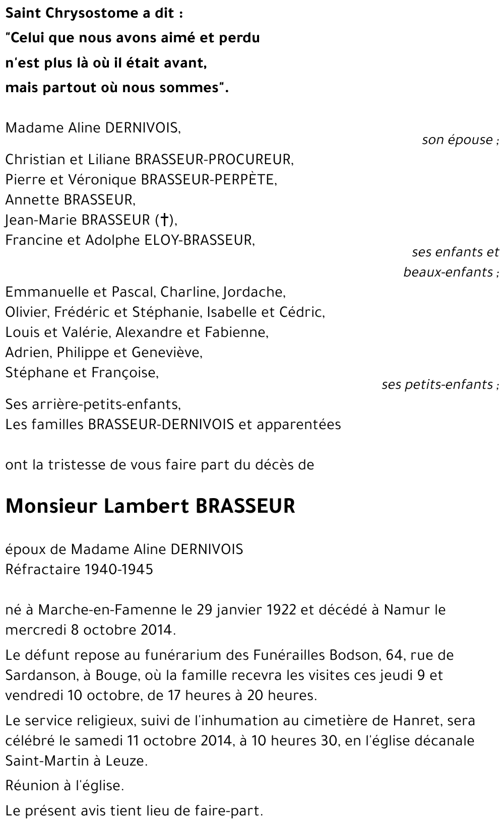 Lambert BRASSEUR