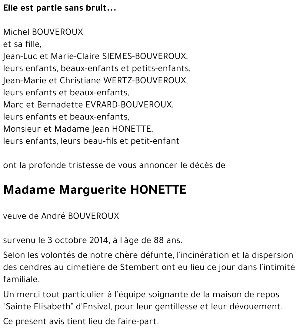Marguerite HONETTE