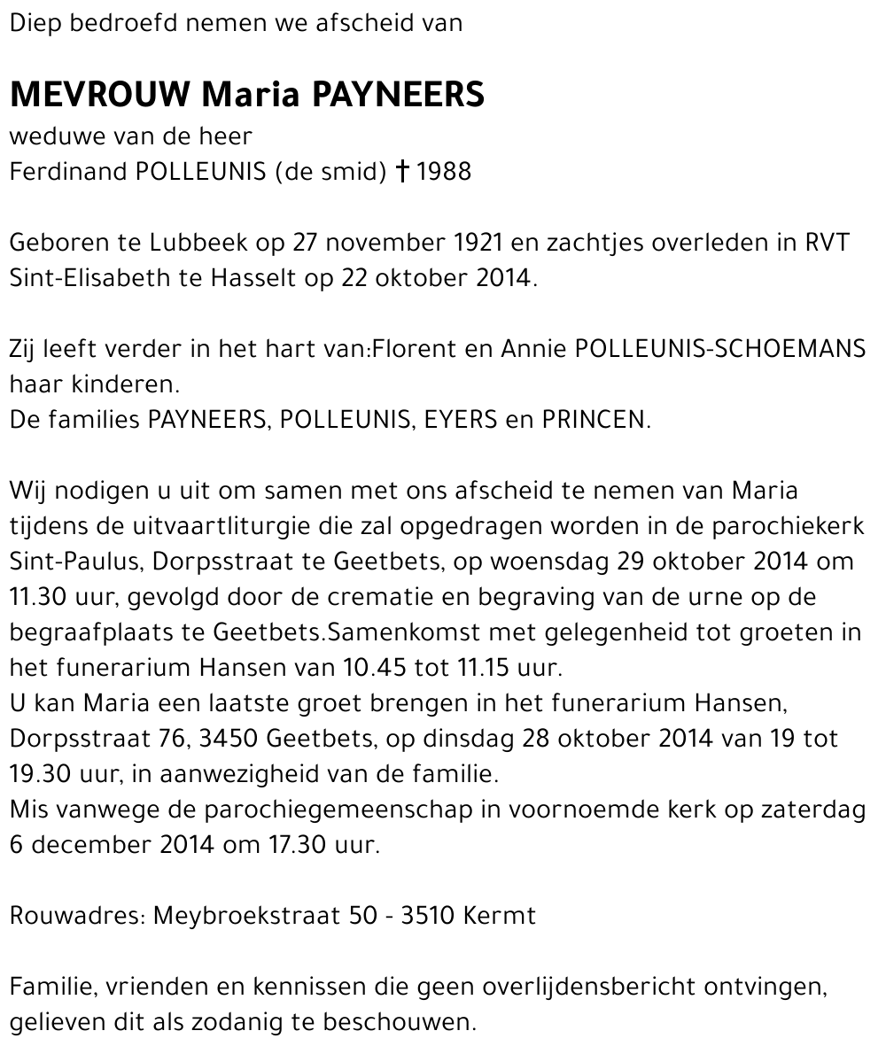 Maria PAYNEERS