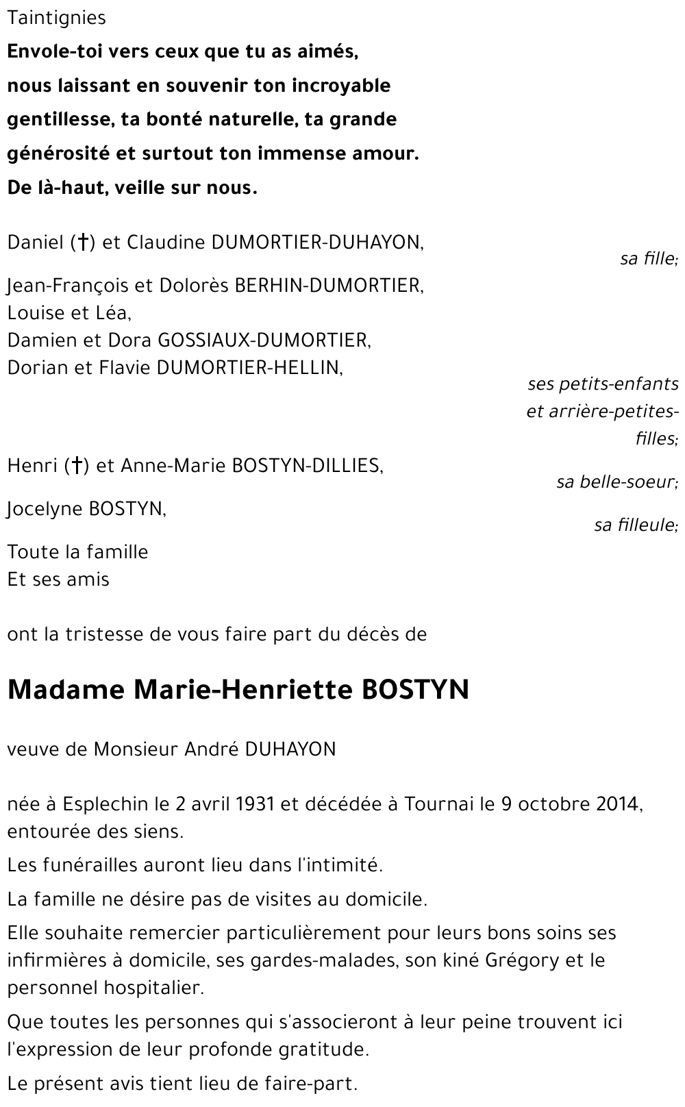 Marie-Henriette BOSTYN