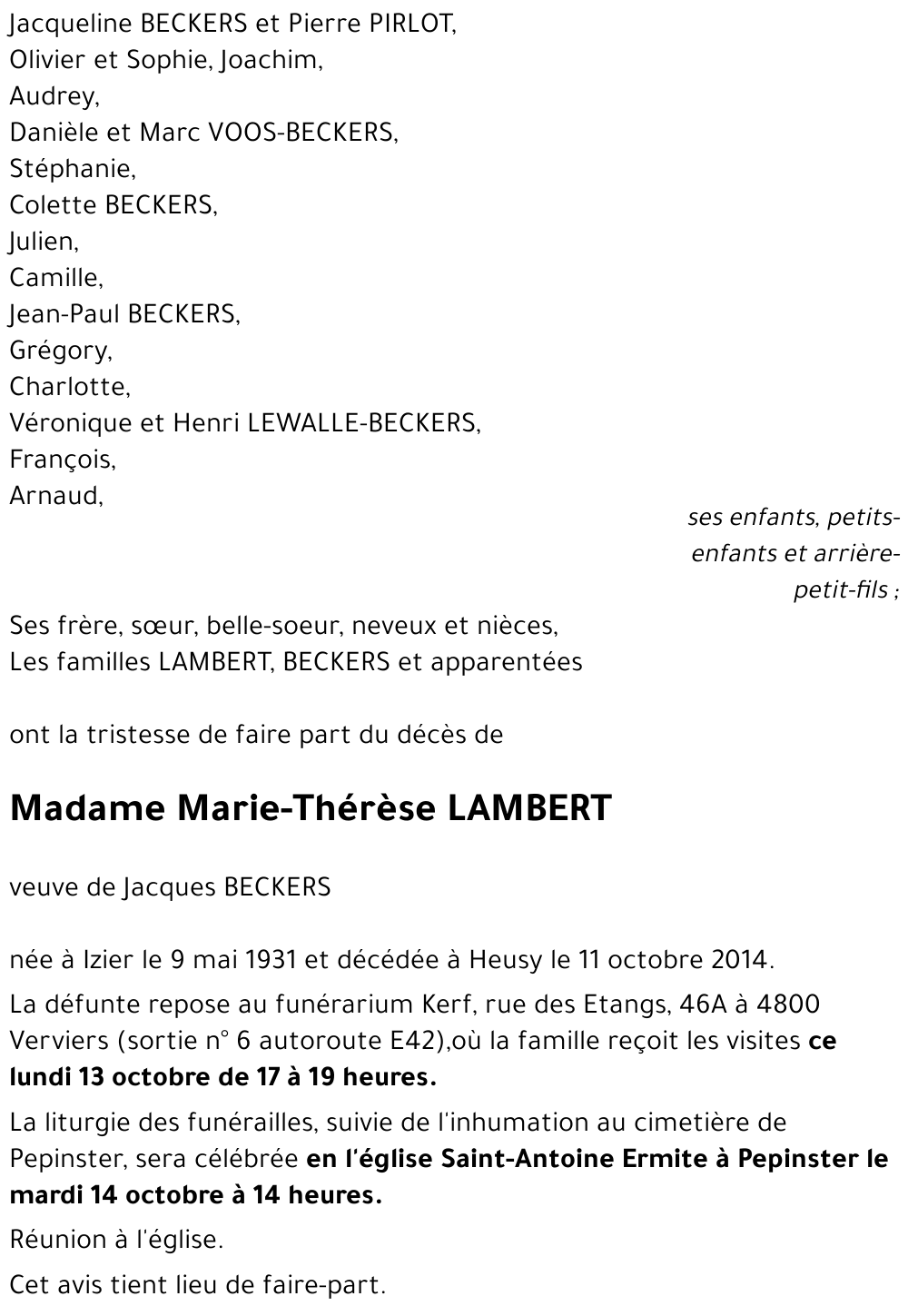 Marie-Thérèse LAMBERT