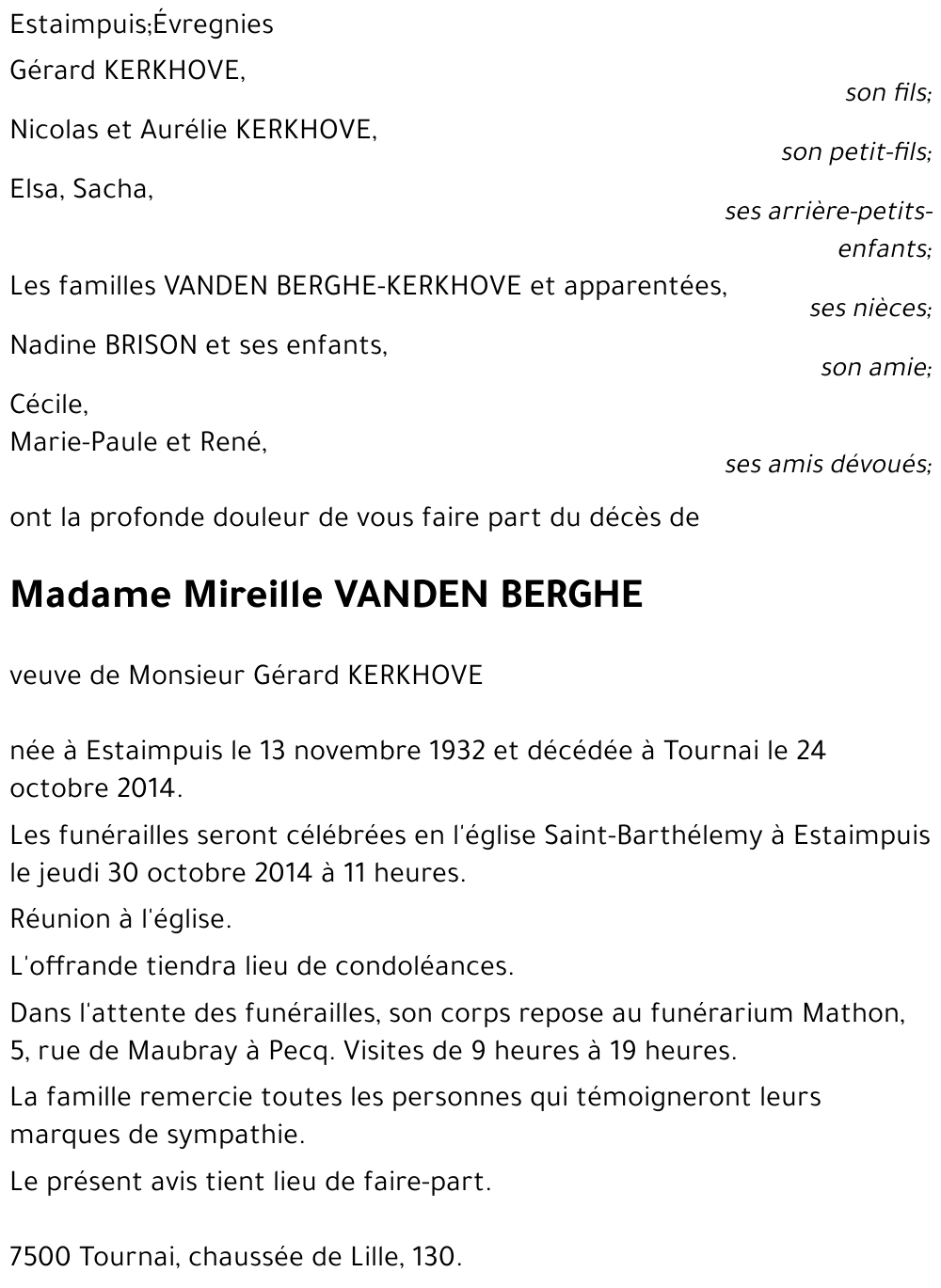Mireille VANDEN BERGHE
