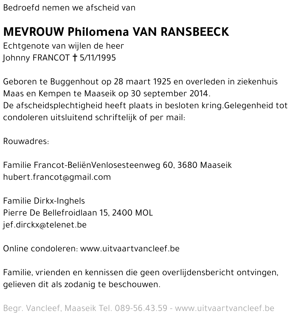 Philomena Van Ransbeeck