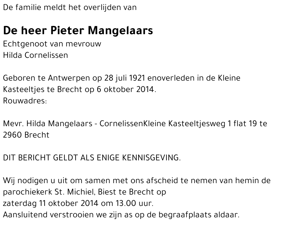Pieter MANGELAARS