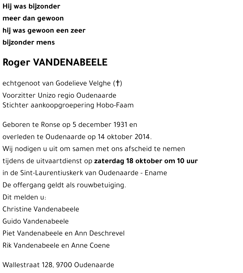 Roger VANDENABEELE
