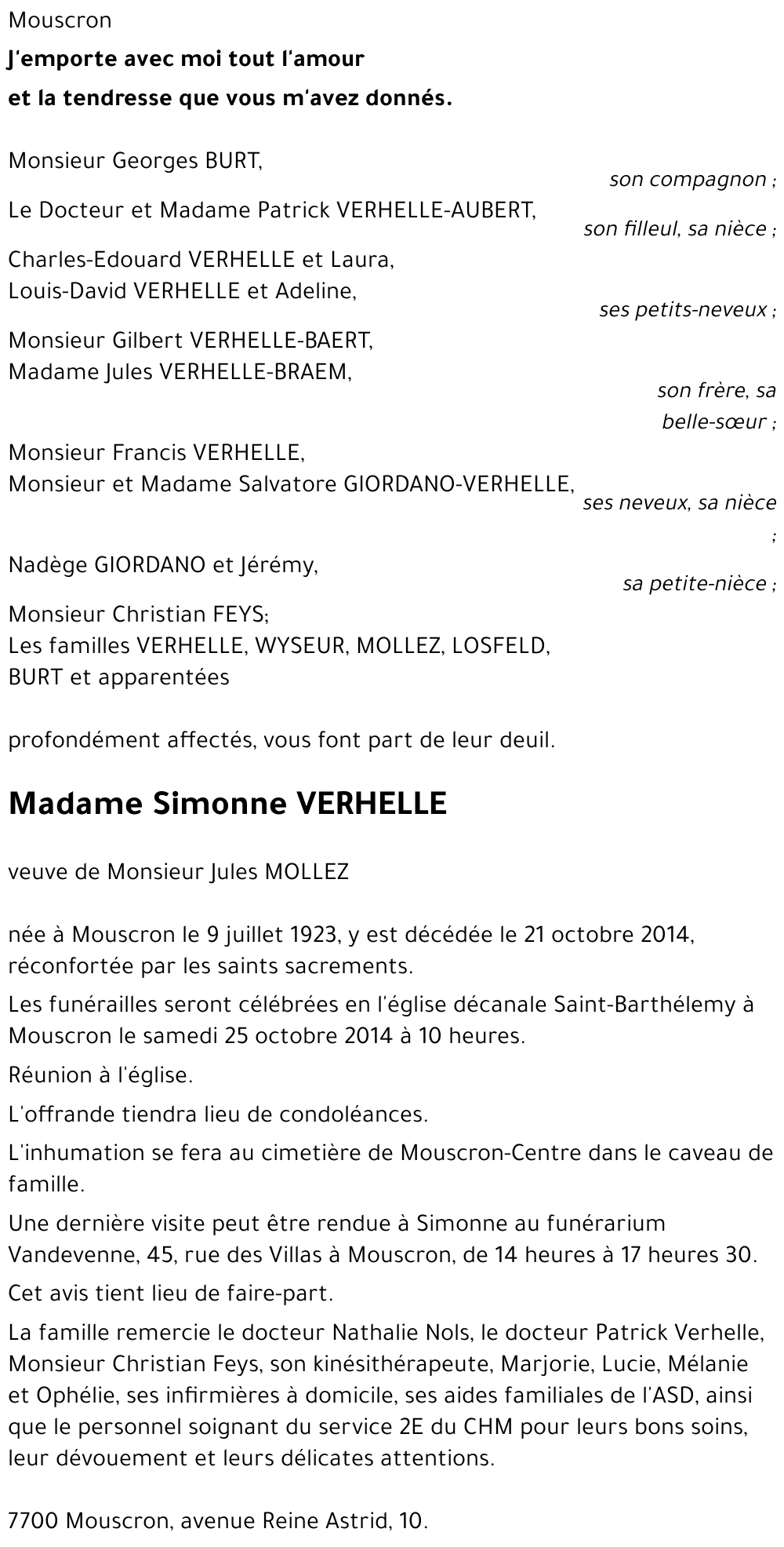 Simonne VERHELLE